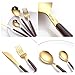 ArderLive 18/10 Stainless Steel Flatware Set with Box,6 Piece Office Utensils include Knife Fork Spoon Straws,Portable Utensils Set For Tavel,Camping,Hiking,Lunch box.(Wold+Golden)
