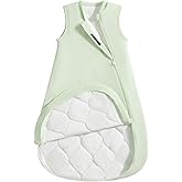 usbettas 1.0 Tog 2.5 Tog Baby Sleep Sack, 100% Cotton Baby Sleeping Bag 3-24M, 2-Way Zipper Baby Wearable Blanket