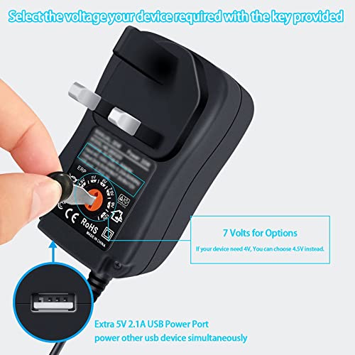 30W Universal Power Adapter, 3V 4.5V 5V 6V 7.5V 9V 12V 2A AC/DC Switching Power Supply Charger with 8 Adaptor Tips for 3V-12V Household Electronics, Led Strip, Speakers, TV Box and More Devices