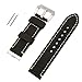 Black 24mm Width Genuine Leather Wristwatch Band Men Watch Strap Watchband