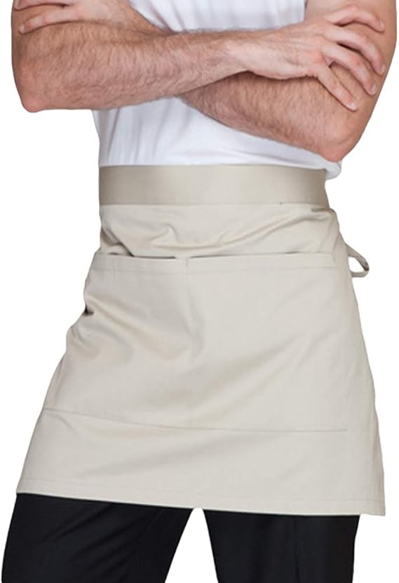 Dexinx Unisex short Waist Apron with Two Generous Pockets Restaurant