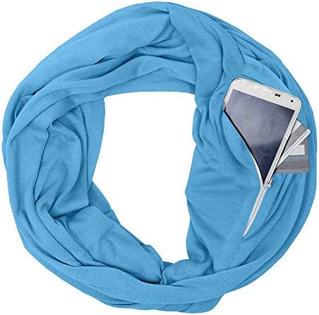 Unisex Winter Warm Loop Scarf Zippered Secret Pocket Shawl Ring