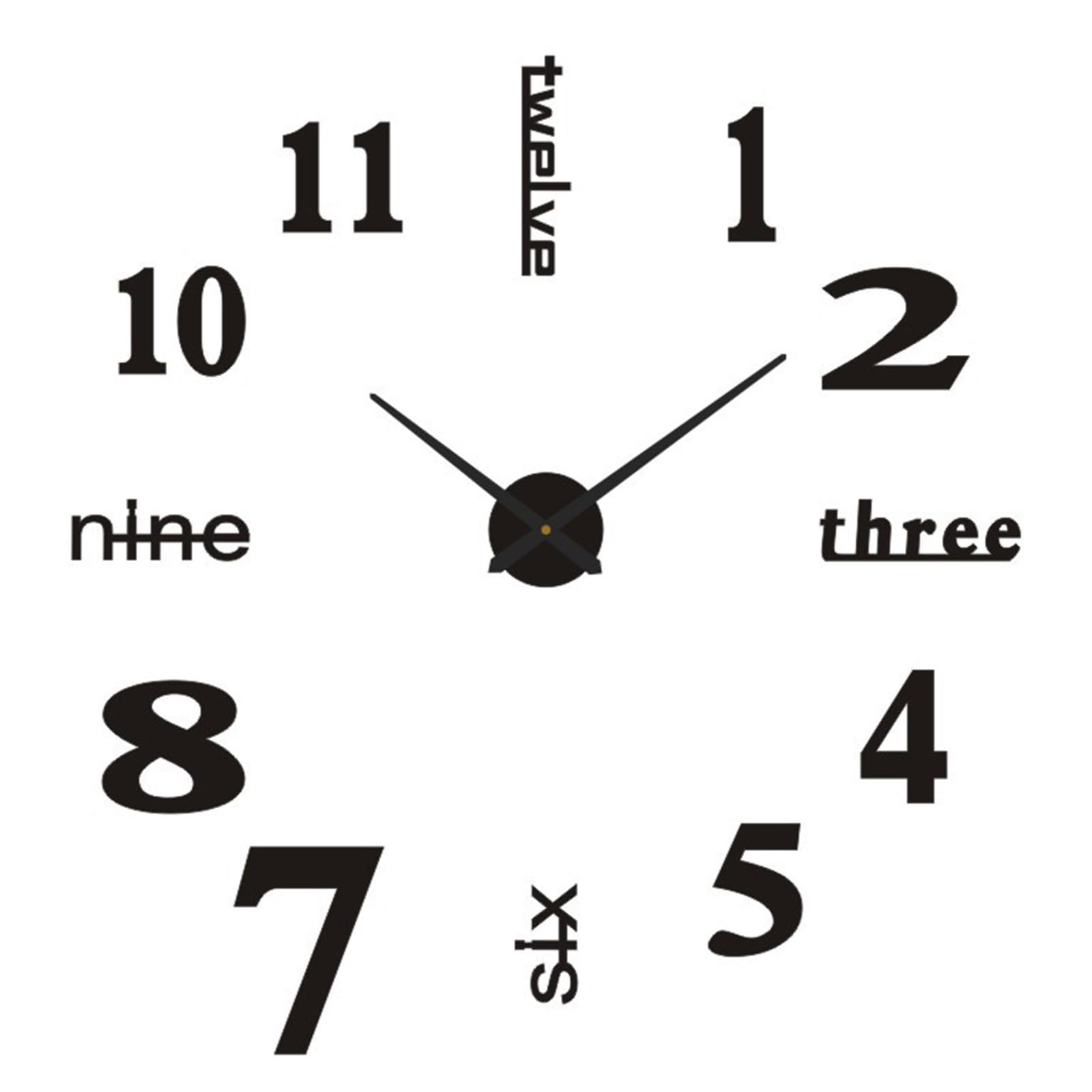 AIWMQYYF DIY 3D Wall Clock, Frameless Large Wall Clock, Silent Wall Clock, Wall Decoration for Living Room, Bedroom (Medium 3D 90cm Black)