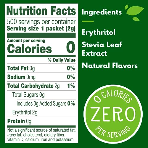 TRUVIA ORIGINAL CALORIE-FREE SWEETENER FROM THE STEVIA LEAF PACKETS, 35.25 OZ BOX, 500 COUNT (PACK OF 1)