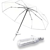 JOBEDE Clear Transparent Umbrella, Auto Open Clear Umbrella for Rain Wedding Adult-white
