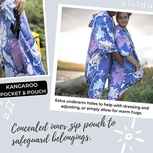 Vivida Lifestyle - Originele poncho met capuchon en droge veranderende badjas - badjas met sneldrogende stof, grote zak… - Image 6