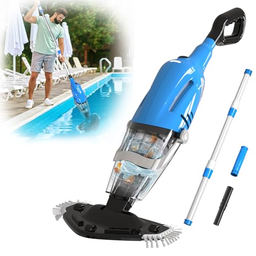 PoolyPoly 2026 New Pool Vacuum Cleaner with Battery, Manual Pool Cleaner, 80 Minutes Autonomy, Electric Vacuum Cleaner for Pool, SPA, Blue