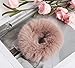 SBYURE 4 Pieces Hair Scrunchies Rabbit Faux Fur Fluffy Ponytail Holder Pompom Ball Scrunchie Hair for Women ,Pink khaki beige yellow
