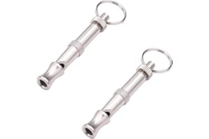 WAIGN 2Pcs Silver Adjustable Ultrasonic Dog Whistle, Portable Whistle Pet Whistle Supersonic Whistle Dog Whistles for Pet Training, Training and Behavior Aids, Dog Whistle Training