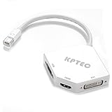 KPTEC 3-in-1 Mini DisplayPort (Thunderbolt) to HDMI VGA DVI TV HDTV Adapter Converter Cable - White