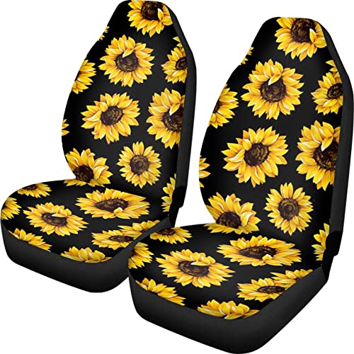 FOR U DESIGNS Sunflower Printed Front Seat Covers pcs, Vehicle