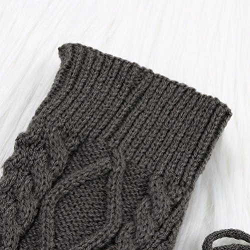 Binmer(TM)Winter Outdoor Fashion Warm Cable Knit Leg Warmers Foot Glove (Dark Gray)