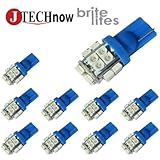 Jtech 10x T10 20-SMD Blue 194 168 2825 W5W LED Car Lights Bulb