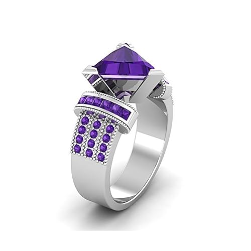 Mejor compromiso anillos de boda en 3,20 ct morado circonitas cúbicas billones Cut Crystal