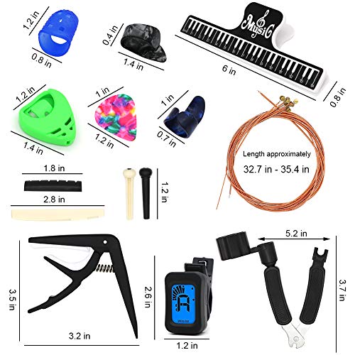 64 PCS Guitar Accessories Kit, ZALALOVA All-in 1 Guitar Tool Changing Kit Including Guitar Picks, Capo, Acoustic Guitar Strings, String Winder, Bridge Pins, Pin Puller, Guitar Bones & Pick Holder