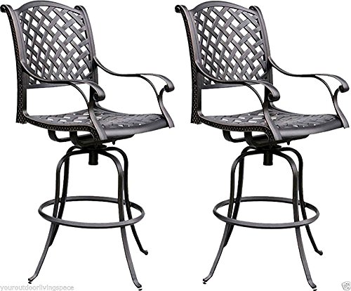 3 Piece Bistro Set Nassau bar stool Swivel Outdoor patio ...