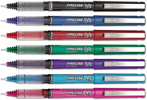 Product of Pilot - Precise V5 Roller Ball Stick Pen, Needle Point, Assorted Inks, Extra Fine - 7 Pens - All Pens [Bulk Savings]