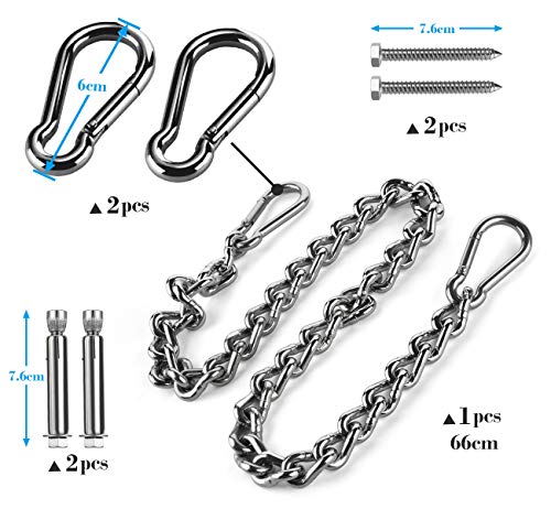 ABSOFINE Deckenhaken 450KG Kapazität 360°Drehen Premium Edelstahl Schaukelhaken Aufhängung Haken mit Verlängerungskette… – Bild 3