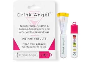 Drink Angel Drink Spike Test Kits - 10 Pack Discreet On-The-Go Testing Kits | Clinically Tested Tests | Anti Spike Tests | Drink Spiking Prevention (Neon Pink)