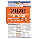 CA Labor Law Poster, 2020 Edition - State, Federal and OSHA Compliant Laminated Poster (California, English)