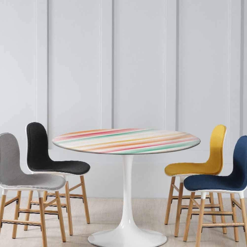 Round Tablecloth Modern Art Deluxe Elastic Edged Table Cover Purity Complex Themed Blur Gradient Diffraction Display Creative Output Concept Decoration Outdoor Picnic Multicolor Diameter 48"