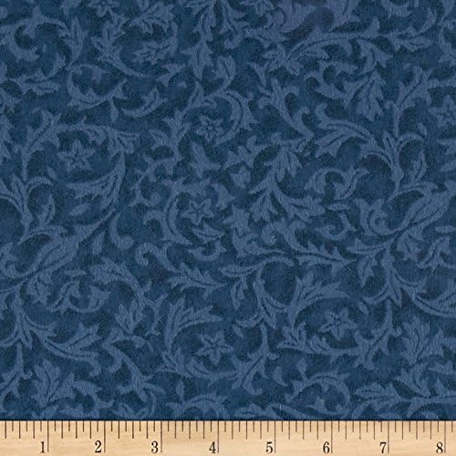 110'' Wide Quilt Back Flannel Leaf Denim Fabric