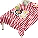 OUWIN 100% Waterproof Rectangle Tablecloth Spill-Proof Wipeable PVC Vinyl Table Cover Indoor Outdoor Picnic Table Cloth (54 x 108, Red and White Checkered)