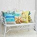 Anickal Summer Decorations Set of 4 Decorative Throw Pillow Covers 18x18 Hello Summer Beach Pineapple Sunshine Starfish Cotton Linen Pillow Cases for Summer Home Decor