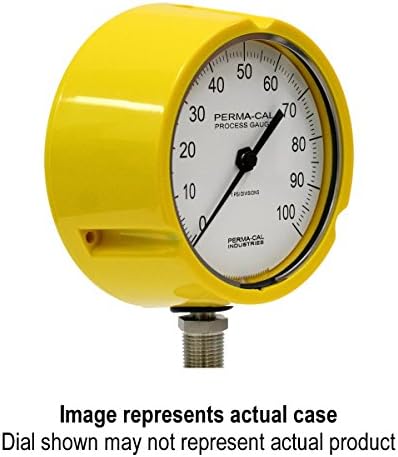 Pressure Gauge, Direct Drive Design, Process, 0-60 psi, 4.5" Dial, Yellow Turret, 1/2 NPT Bottom | PN: 121TIB03Y23