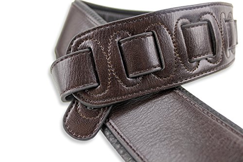 Walker & Williams G-24 Rich Cognac Brown Guitar Strap with Padded Glove Leather Back - Thumbnail 3