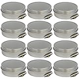 Mighty Gadget (R) 4 oz Round Tins Screw Lid Container (12 pack) - 3.125