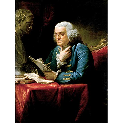 Martin Portrait Founding Father Benjamin Franklin Painting Art Print Canvas Premium Wall Decor Poster Mural