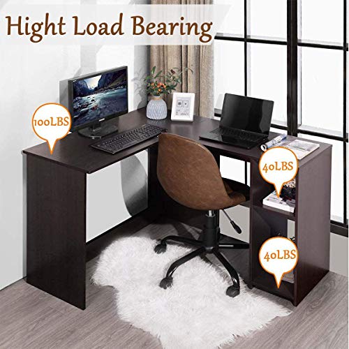 L Shaped Desk with Storage Corner Computer Office Desk Workstation