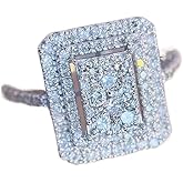 Viyuroyk 925 Sterling Silver Shiny Square full of diamonds Cubic Zirconia Rings Diamond Rings for Women Jewelry Findings Earring Backs Findings (US Code 7)