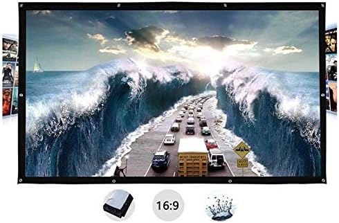 Portable Projector Screen,16:9 Indoor Outdoor Portable Movie Screen Curtains Film Screen / Home Cinema Portable Theater Projector Screen,60"/72"/84"/100"/120" with PVC Material (60")