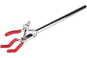 Oumefar Lab Clamp Zinc Alloy Retort Stand Clamp Three Jaw Clamp 3 Prong Finger Flask Clamp Test Tube Condenser Holder with Plastic Grip, 3-Finger Lab Clamp for Lab Stand Rod(Small)