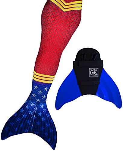 Sun Tails Nunui Mermaid Set, Super Siren Tail, Teen/Adult Medium (JM) 8-10, Blue Monofin