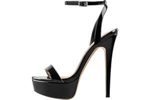 onlymakerheels Platform Stiletto High Heels for Women, Round Open Toe Ankle Strap Sexy Heeled Sandals for Wedding Party Dress