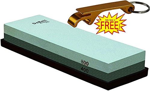 DeBell Double Side 400 Grit and 800 Grit Sharpening Stone with Silicone Base