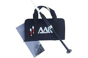 Scottish Highland Bagpipe Practice Chanter Black Silver Mount Free Reeds, Bag and Book