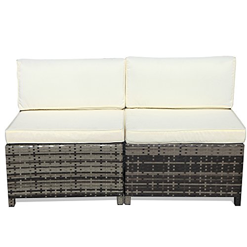 Super Patio Armless Chair,Outdoor Patio Furniture All Weather Grey Rattan Wicker Sofa Chair,Addi ...