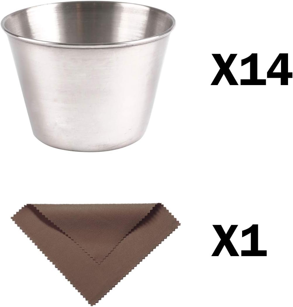 Artcome 14 Pack Stainless Steel Condiment Sauce Cups Great for Dipping and Portion Cups 2.5 oz, Silver, 14 Pack 2.5 oz - Image 5
