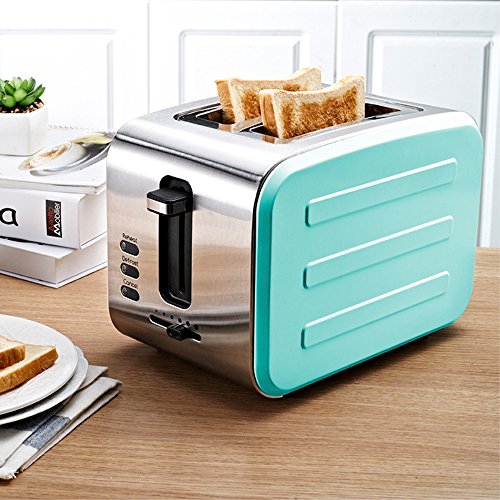 2-Slice Fully Automatic Toaster Stainless Steel With Dust Cover 3.5Cm Extra Wide Slots Removable Crumb Tray Auto Shut-Off High Lift Lever,Green