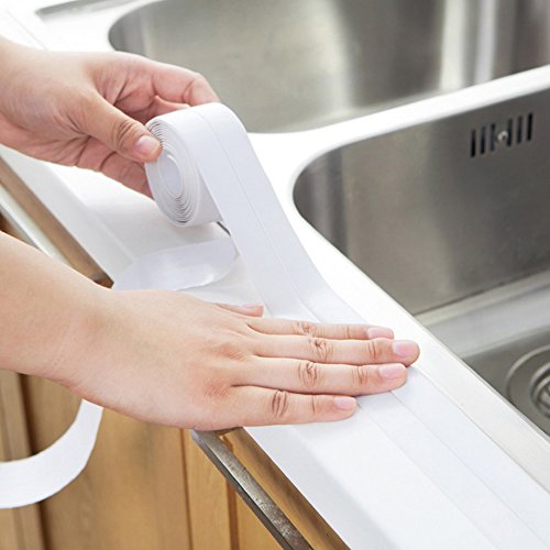 White Wall Caulk Strip Adhesive Kitchen Caulk Tape and Bathroom Wall Sealing Tape Caulk Sealer Moisture Proof PVC Edge Guard Anti-Scratch Wall Decoration, 22mm×3.2m - Thumbnail 3