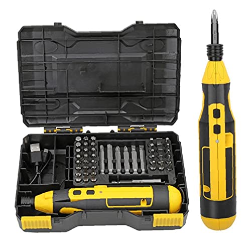 Elektro-Schrauber 4V Akkuschrauber USB Recharagable Carbide Multi Verwendung Drill mit Kabelbox Gelb – Bild 6