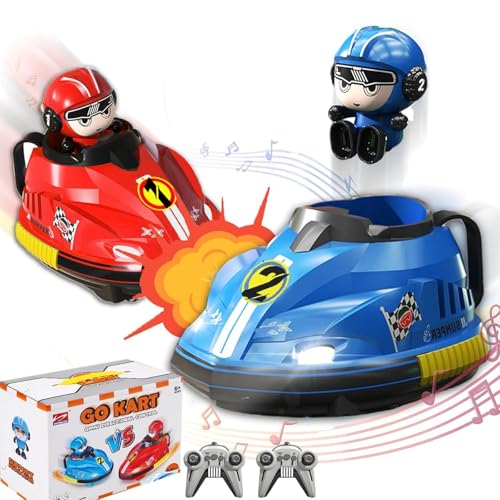 Beauenty 2 Pack Remote Control Battle Bumper Car for Toddlers, Radio Control Toys Music Catapult Robot Popping Up Family Interaction RC Battle Game for 6+Kids