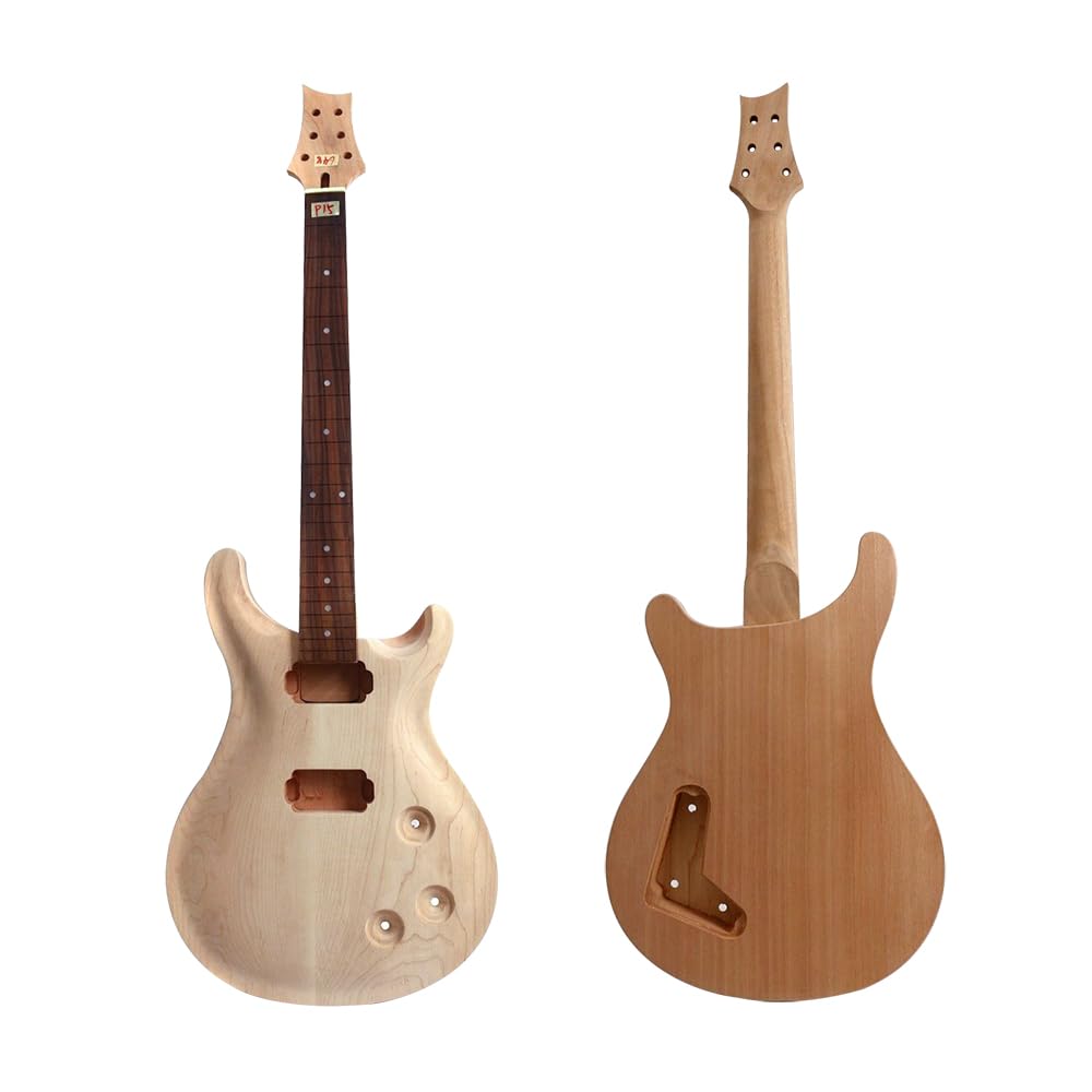 1set unfinished guitar kit Guitar neck Body 22fret 24.75 inch Bird inlay set in Mahogany Maple Wood DIY Guitar