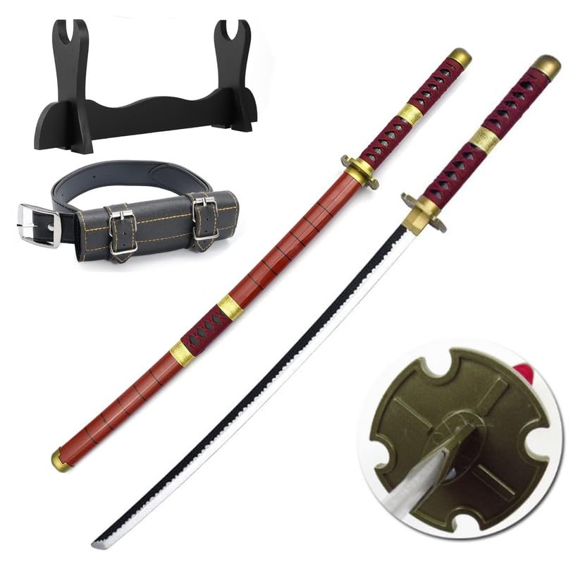 Udekit Japanese Anime Ninja Wooden Sword Kitetsu,Shusui,Wado Ichimonji,Tanjiro Katana-104cm,with Katana Belt and Katana Holder,for Cosplay Props Toys — image 1