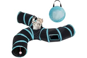 FEESOK Cat Tunnel,3 Way Large Collapsible Tunnels Tube Upgrade with 4 Peek Hole,S-Shaped Maze House Play Toy Interactive Cat Toy for Cat Kitten Kitty Rabbit