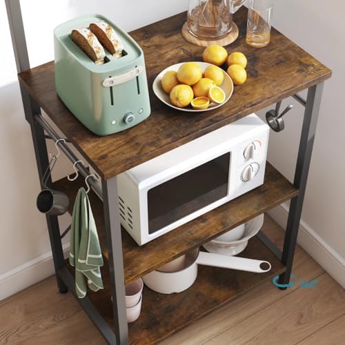 YYDSKIT Alacena de Almacenamiento de 5 Niveles, Estante de Cocina con 6 Ganchos，Estantes Organizadores, Estante de Microondas, Almacenamiento Multiusos de Cocina, Sala, Oficina，Cafetería (Marrón)